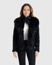 Lamb Sections Jacket With Fox Trim | Black