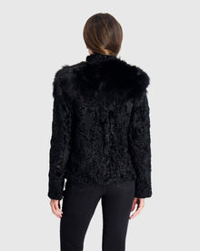 Lamb Sections Jacket With Fox Trim | Black