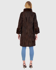 Lamb Sections Short Coat With Mink Stand Collar | Brown