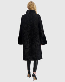 Lamb Short Coat With Mink Trim | Black
