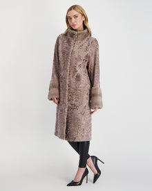 Lamb Short Coat With Mink Trim | Women | Beige