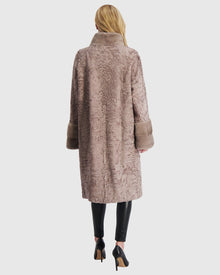 Lamb Short Coat With Mink Trim | Beige
