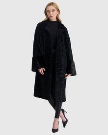 Lamb Short Coat With Mink Trim | Black