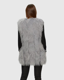 Lamb Vertical Layer Vest With Grosgrain Ribbon | Gray