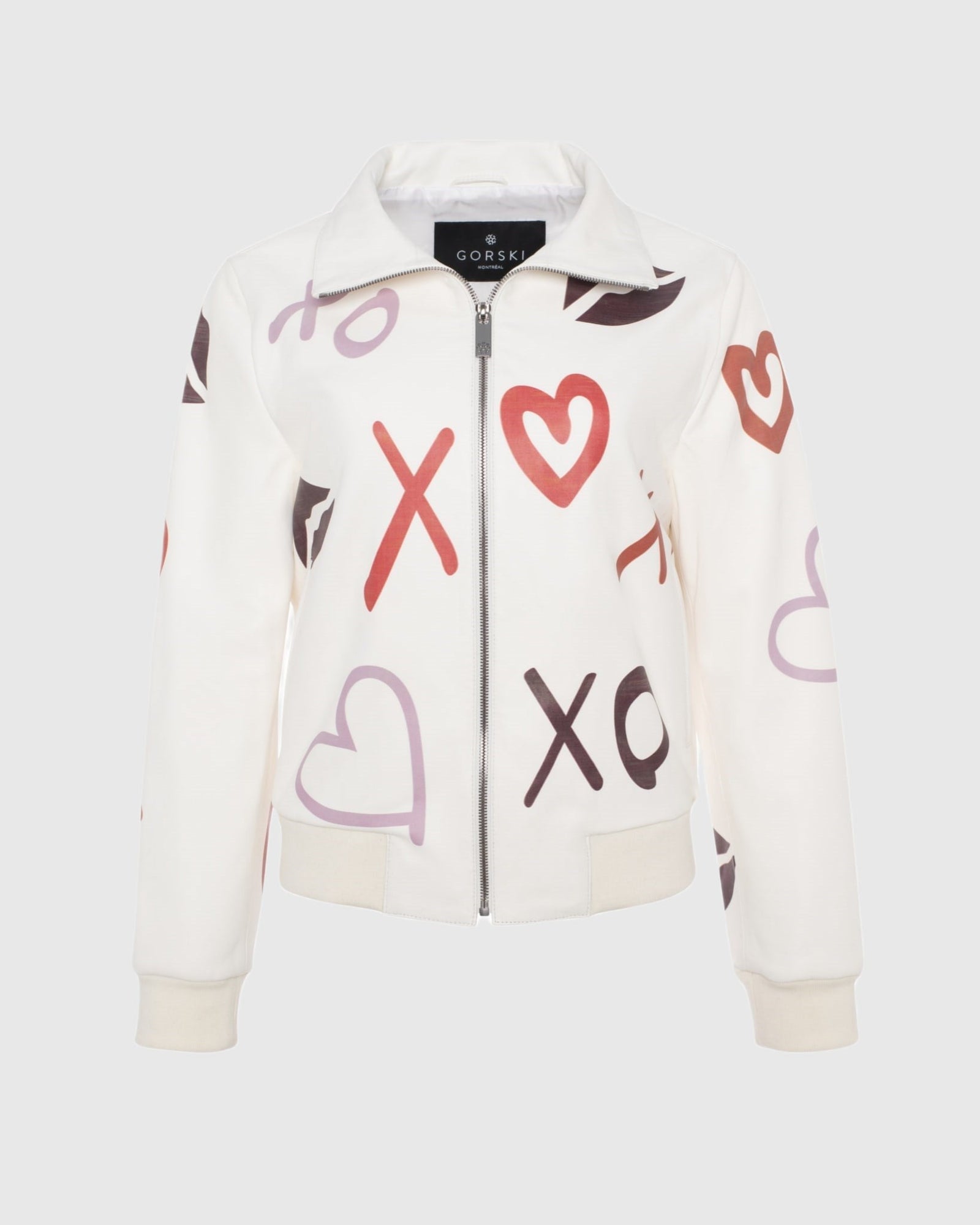 Leather Bomber Jacket | White/Xo Multi