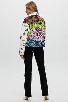 Leather Moto Jacket | Women | Graffiti Print