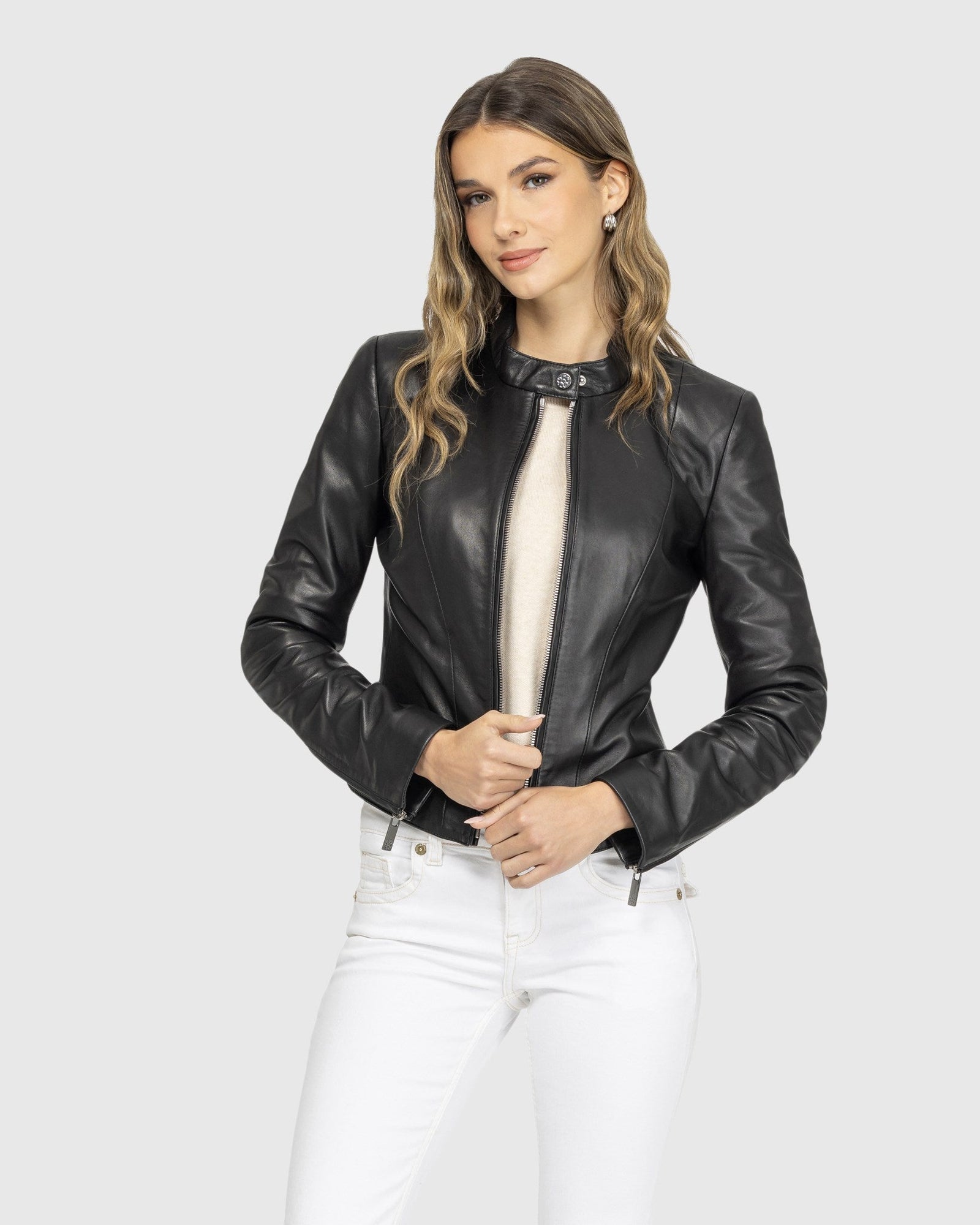 Leather Zip Jacket | Black