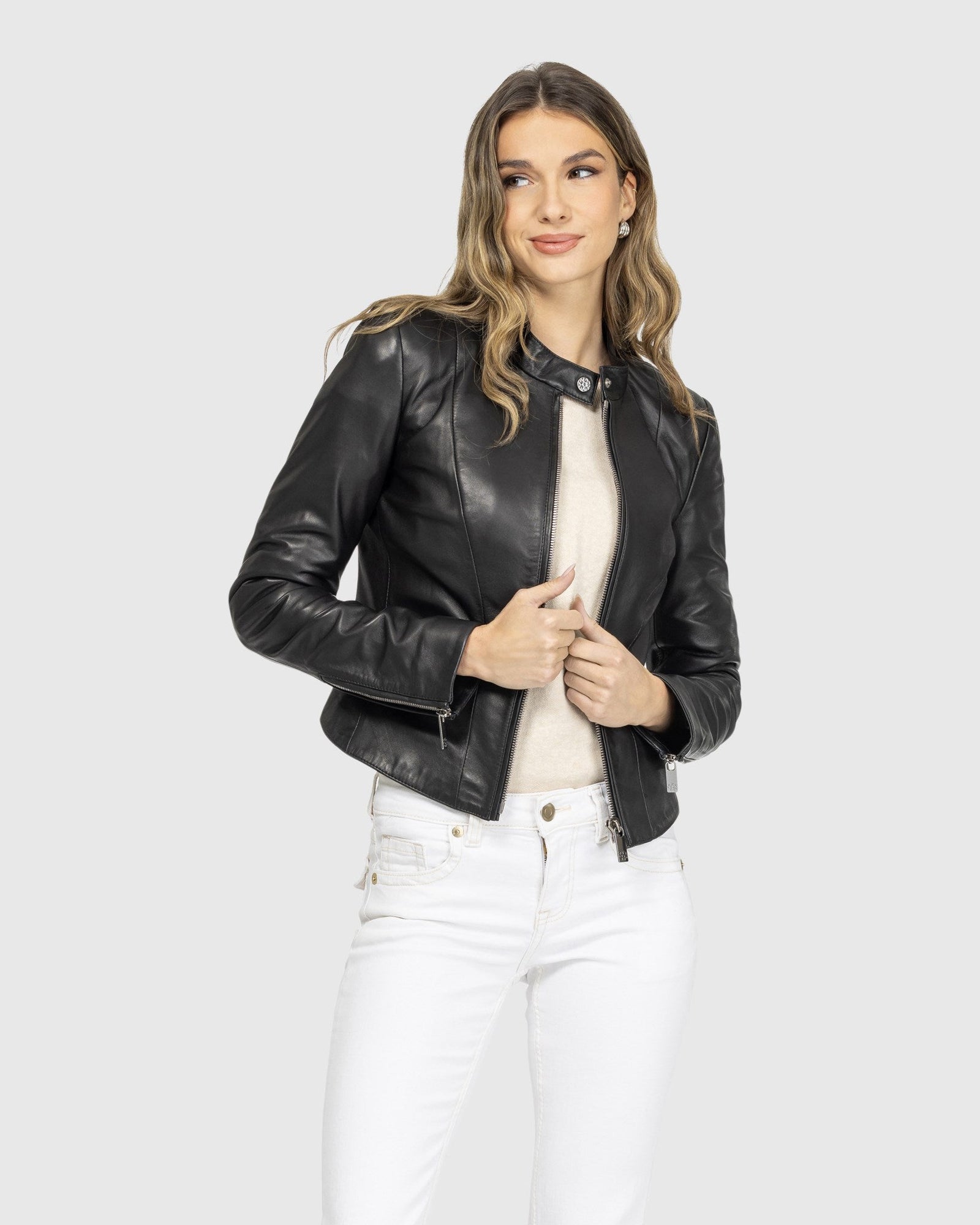Leather Zip Jacket | Black