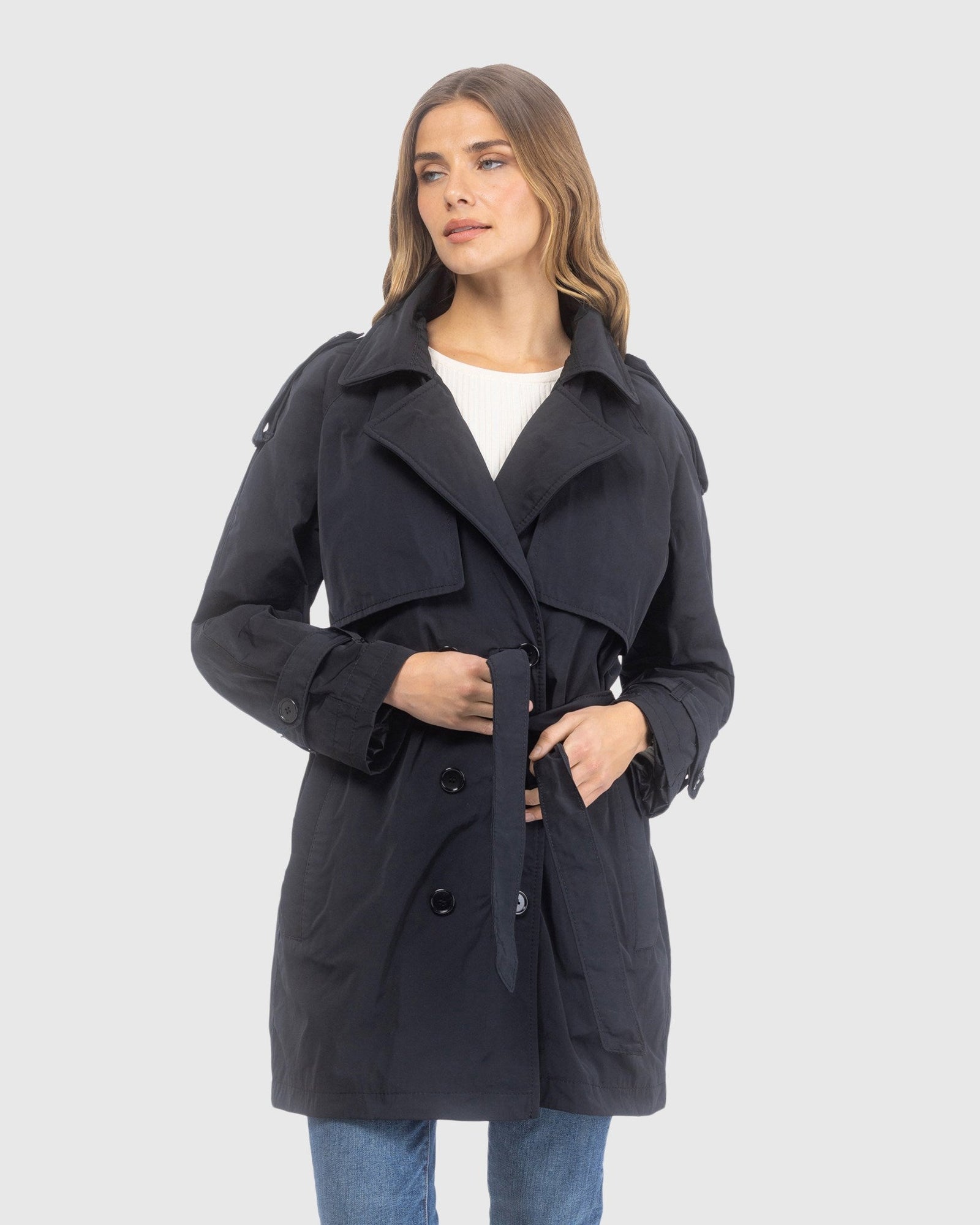 Lightweight Belted Trench Coat | Black