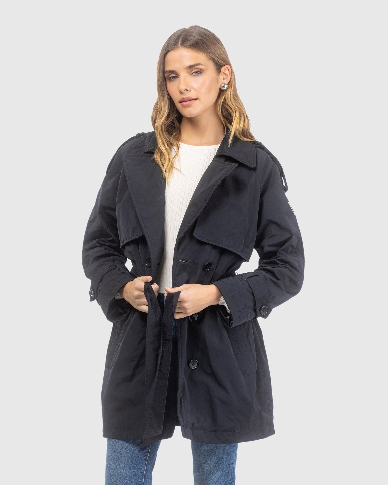 Lightweight Belted Trench Coat | Black