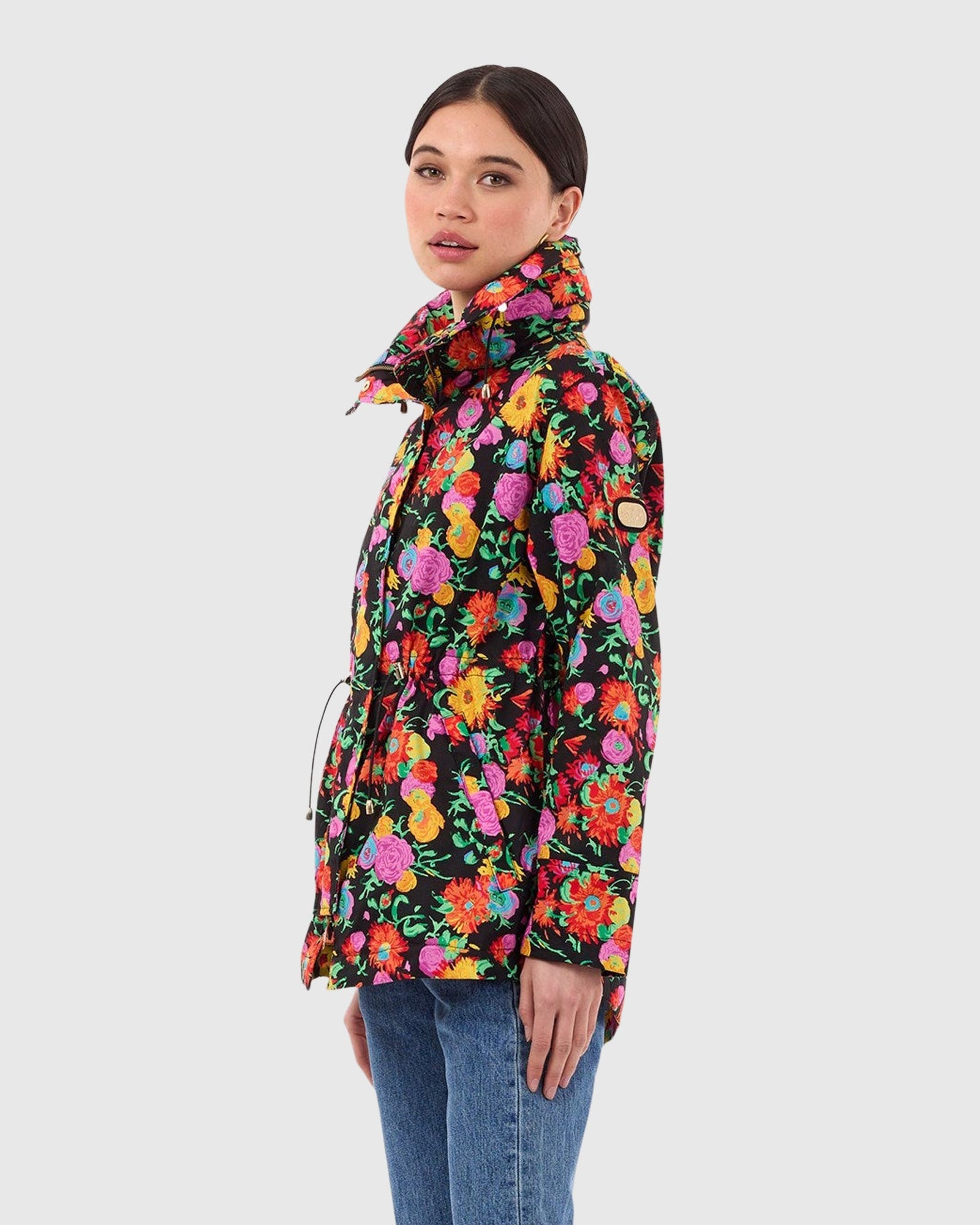 Lightweight Zip Jacket | Black Floral