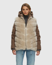 Loro Piana Cashmere Quilted Down Parka With Detachable Select Cashmere Goat Vest (2 Pcs) | Brown/Light Beige