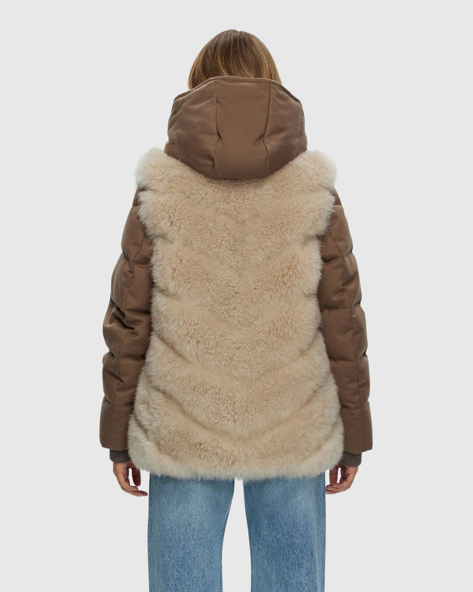 Loro Piana Cashmere Quilted Down Parka With Detachable Select Cashmere Goat Vest (2 Pcs) | Brown/Light Beige