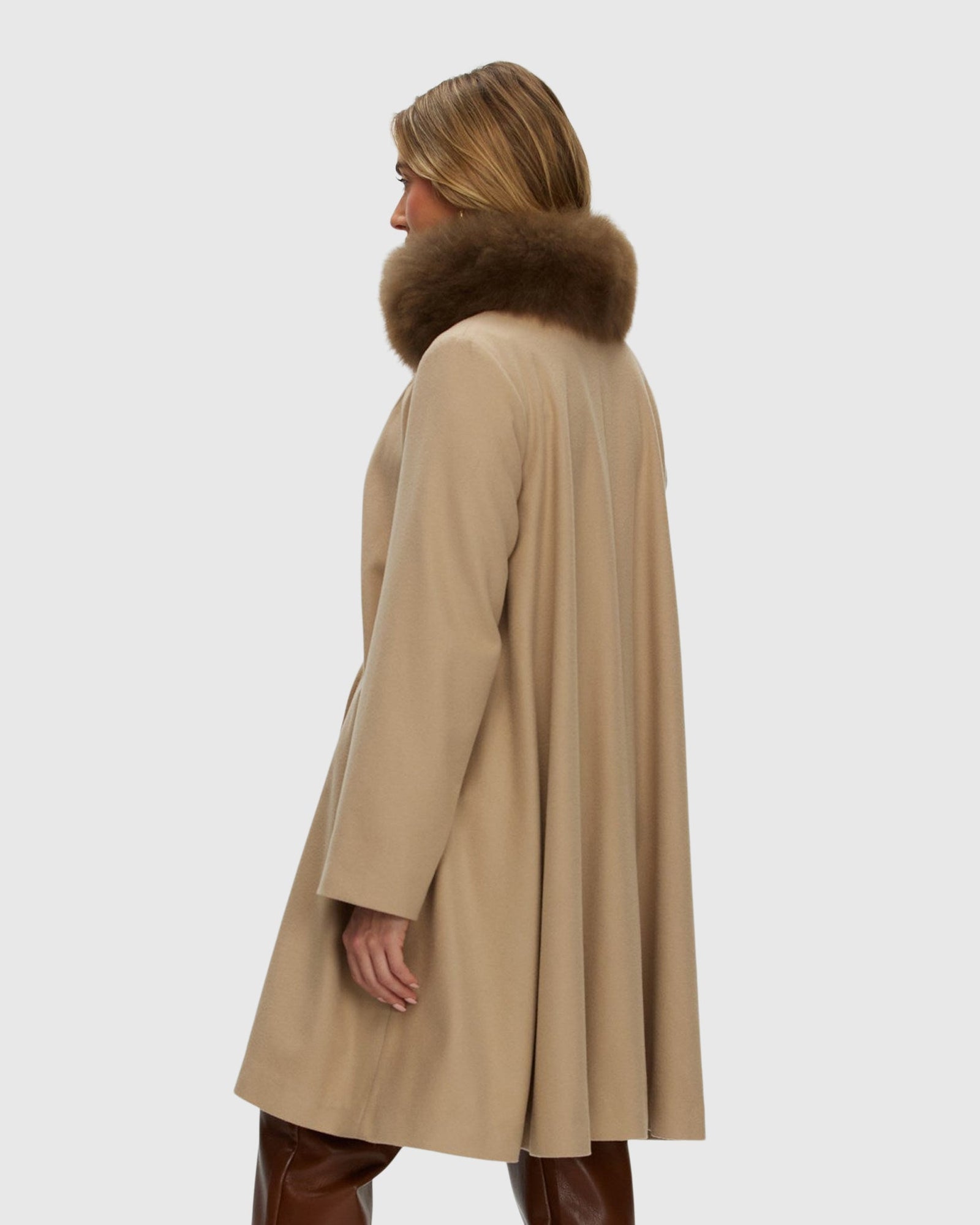 Loro Piana Cashmere Stroller With Select Cashmere Goat Collar, Belt | Taupe/Brown