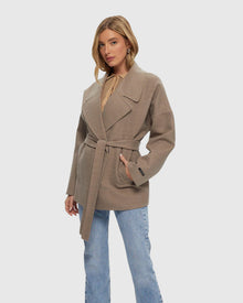 Loro Piana Cashmere & Wool Belted Jacket | Brown/Light Brown