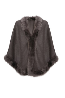 Loro Piana Cashmere & Wool Cape With Merinillo Shearling Lamb Trim | Women | Brown x Light Brown