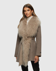 Loro Piana Cashmere & Wool Jacket With Select Lamb Trim | Light Brown/Beige