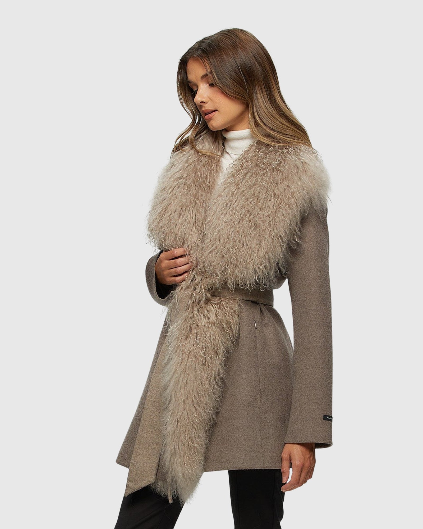 Loro Piana Cashmere & Wool Jacket With Select Lamb Trim | Light Brown/Beige