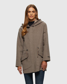 Loro Piana Cashmere & Wool Parka With Merino Shearling Lamb Hood Trim | Light Brown/Beige