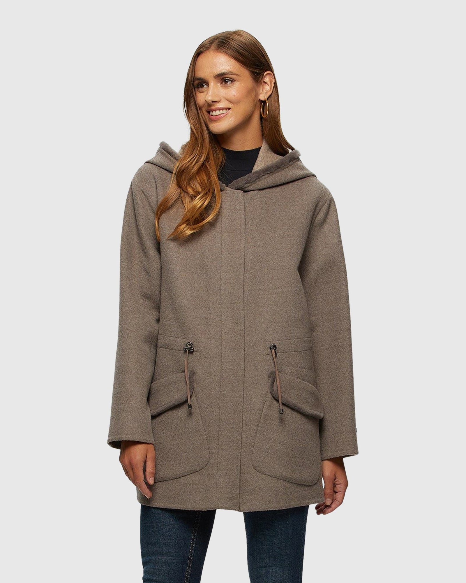 Loro Piana Cashmere & Wool Parka With Merino Shearling Lamb Hood Trim | Light Brown/Beige