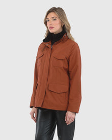 Loro Piana Storm System Lined Jacket With Detachable Select Shearling Lamb Collar, Concealed Hood | Rust/Black