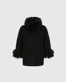 Loro Piana Wool Jacket With Merino Shearling Lamb Collar & Cuffs | Black