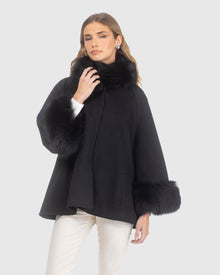 Loro Piana Wool Jacket With Merino Shearling Lamb Collar & Cuffs | Black