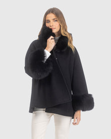 Loro Piana Wool Jacket With Merino Shearling Lamb Collar & Cuffs | Black