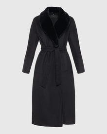 Loro Piana Wool Short Coat With Select Shearling Lamb Collar | Black (V1)