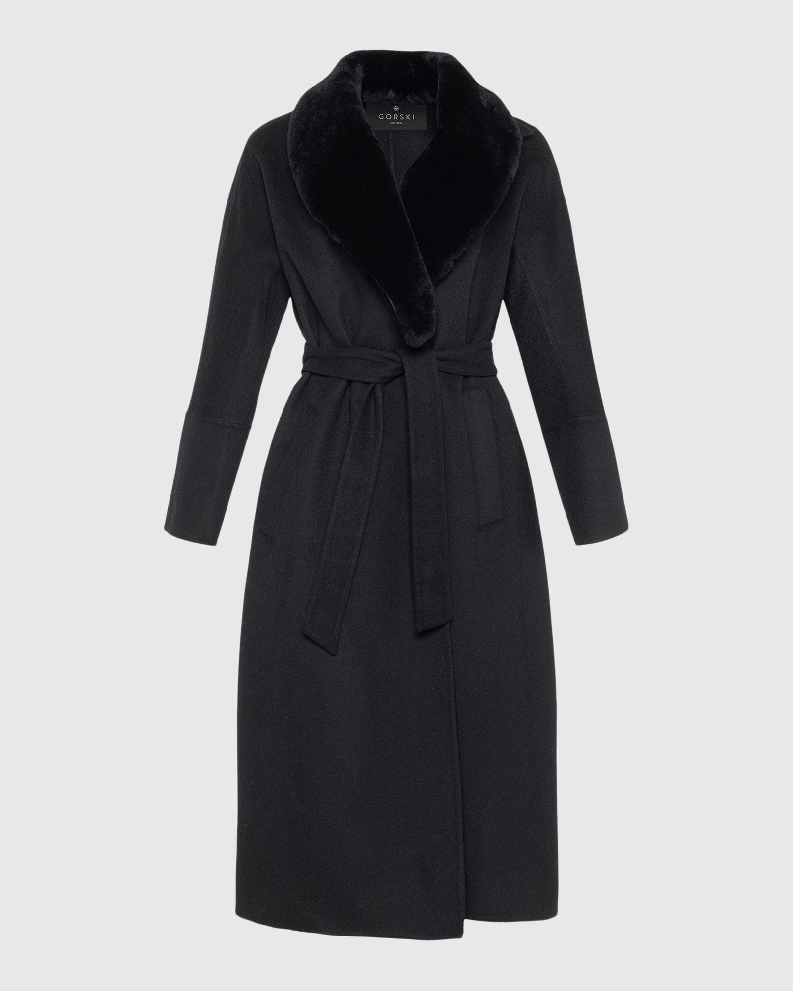 Loro Piana Wool Short Coat With Select Shearling Lamb Collar | Black (V1)