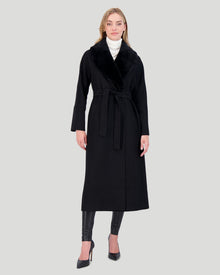 Loro Piana Wool Short Coat With Select Shearling Lamb Collar | Women | Black (V2)