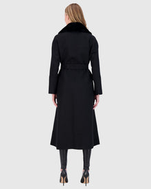 Loro Piana Wool Short Coat With Select Shearling Lamb Collar | Black (V1)