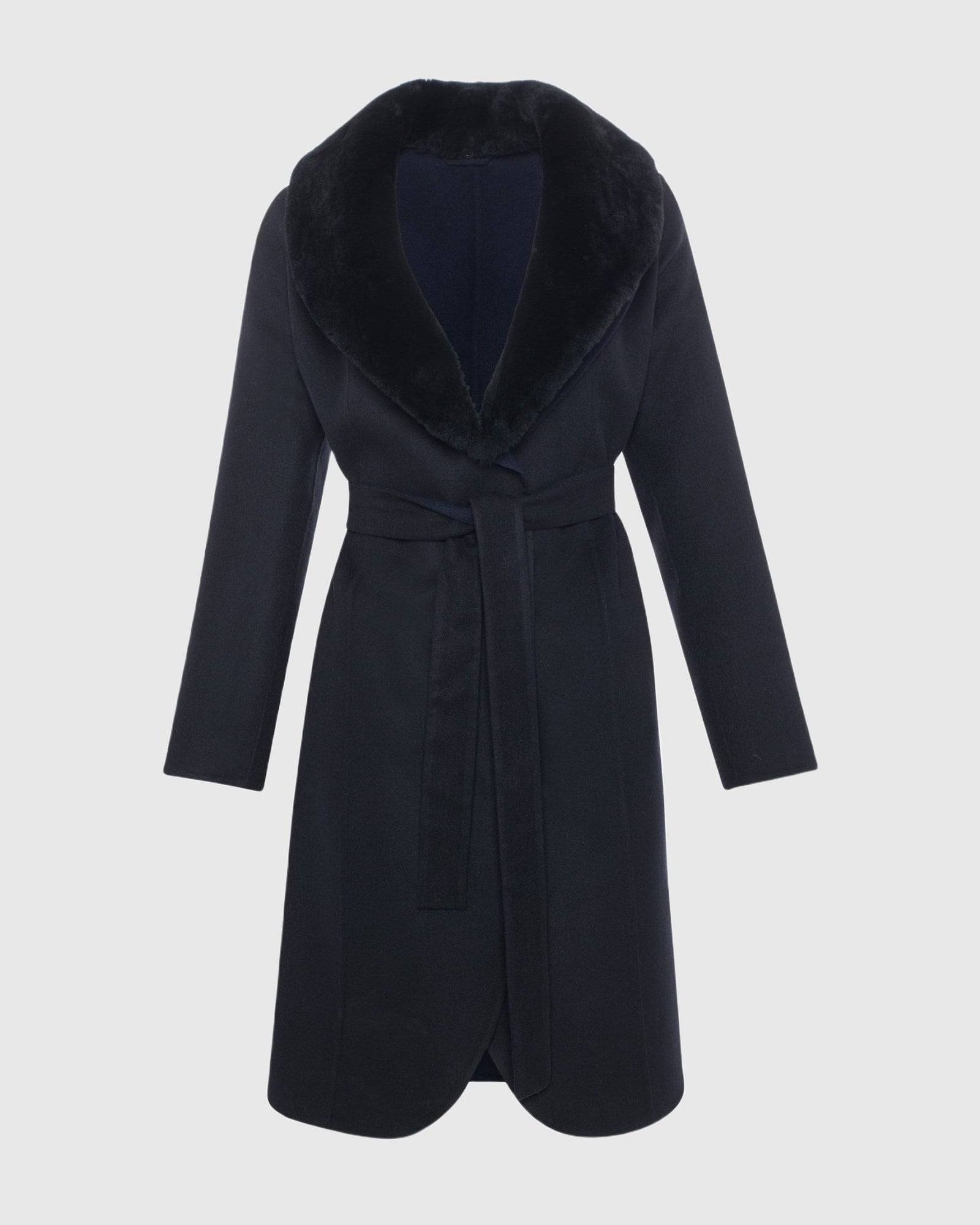 Stroller Crafted From Loro Piana Wool with Detachable Select Shearling Lamb Collar | Black/Navy/Black