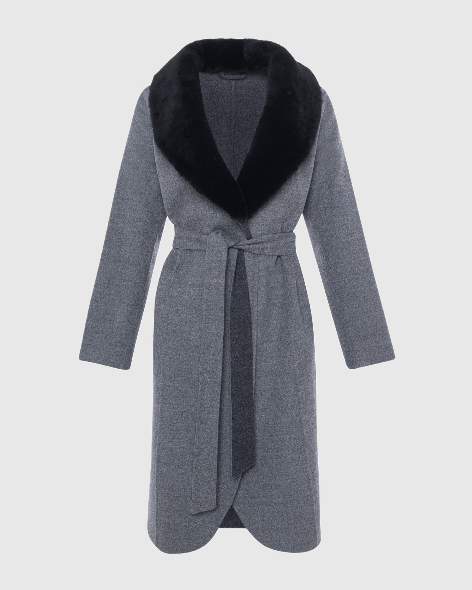 Stroller Crafted From Loro Piana Wool with Detachable Select Shearling Lamb Collar | Gray/Dark Gray/Black