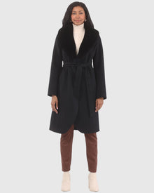 Stroller Crafted From Loro Piana Wool with Detachable Select Shearling Lamb Collar | Black/Navy/Black