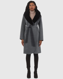 Stroller Crafted From Loro Piana Wool with Detachable Select Shearling Lamb Collar | Gray/Dark Gray/Black