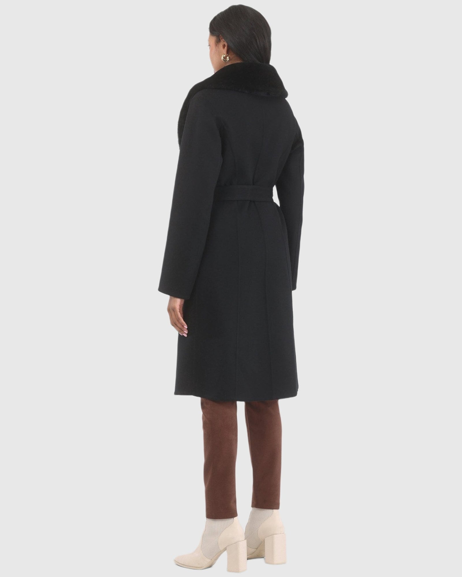 Stroller Crafted From Loro Piana Wool with Detachable Select Shearling Lamb Collar | Black/Navy/Black