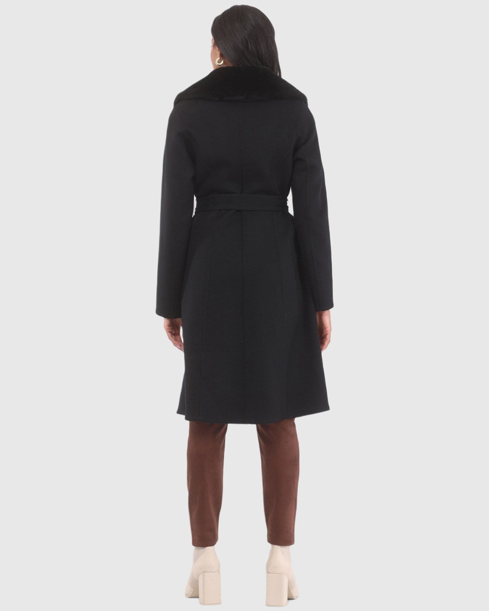 Stroller Crafted From Loro Piana Wool with Detachable Select Shearling Lamb Collar | Black/Navy/Black