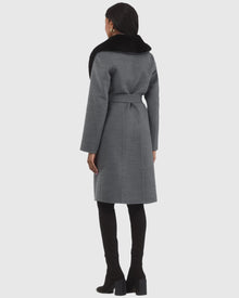 Stroller Crafted From Loro Piana Wool with Detachable Select Shearling Lamb Collar | Gray/Dark Gray/Black