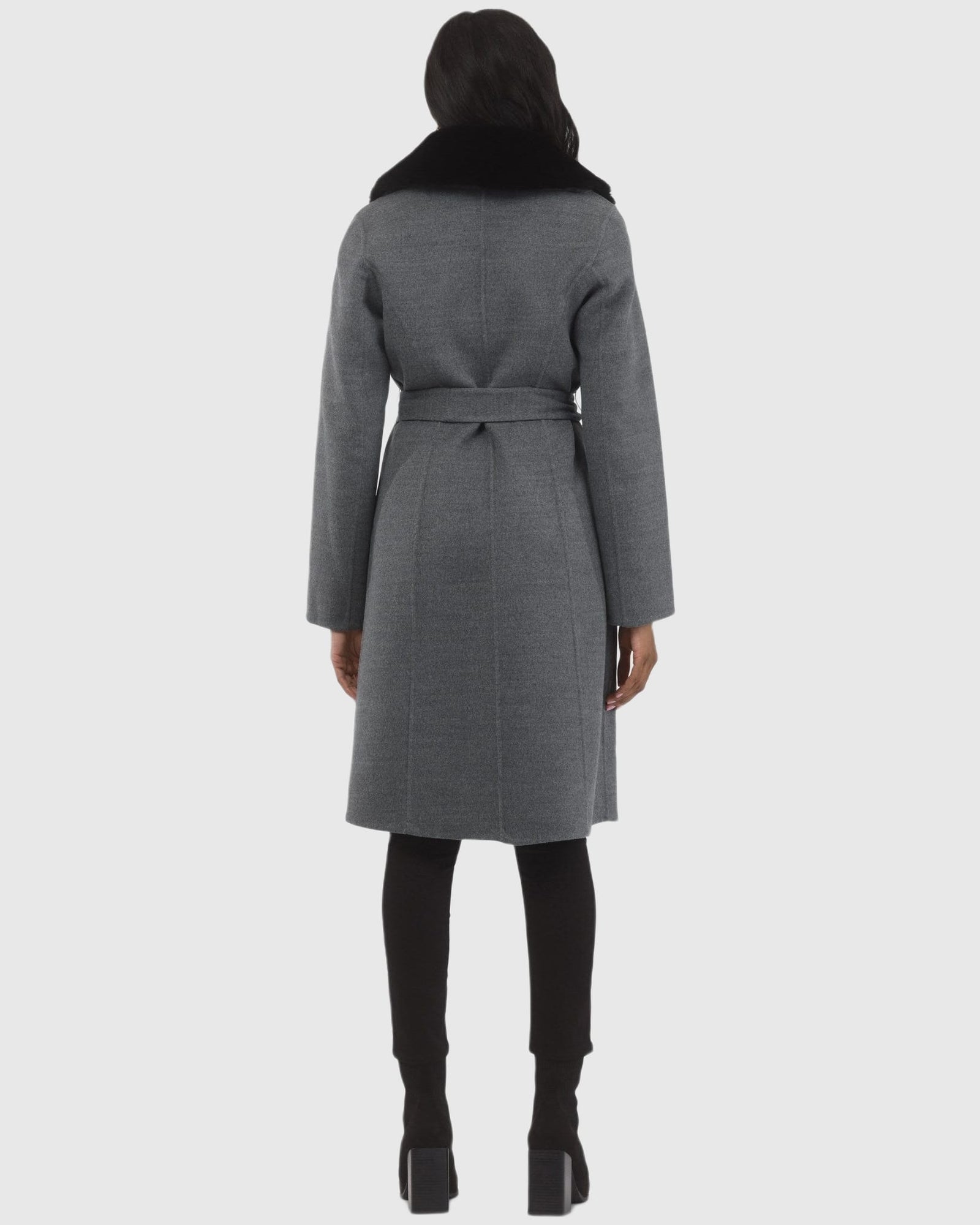 Stroller Crafted From Loro Piana Wool with Detachable Select Shearling Lamb Collar | Gray/Dark Gray/Black