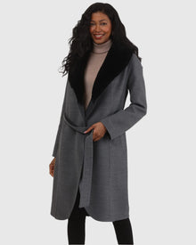 Stroller Crafted From Loro Piana Wool with Detachable Select Shearling Lamb Collar | Gray/Dark Gray/Black