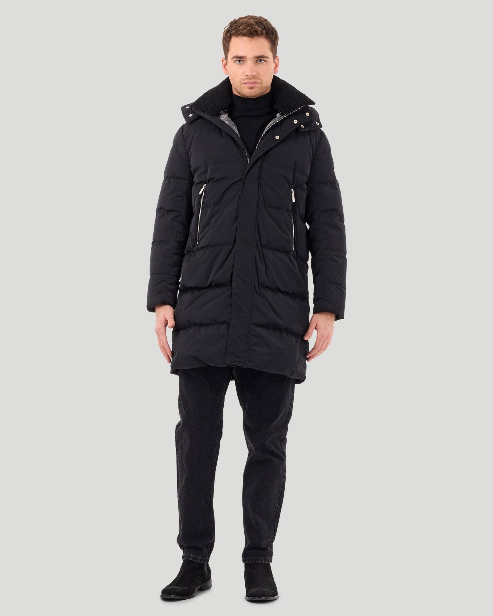 Après-Ski Parka With Detachable Select Shearling Lamb Collar | Men | Black x Black x Black