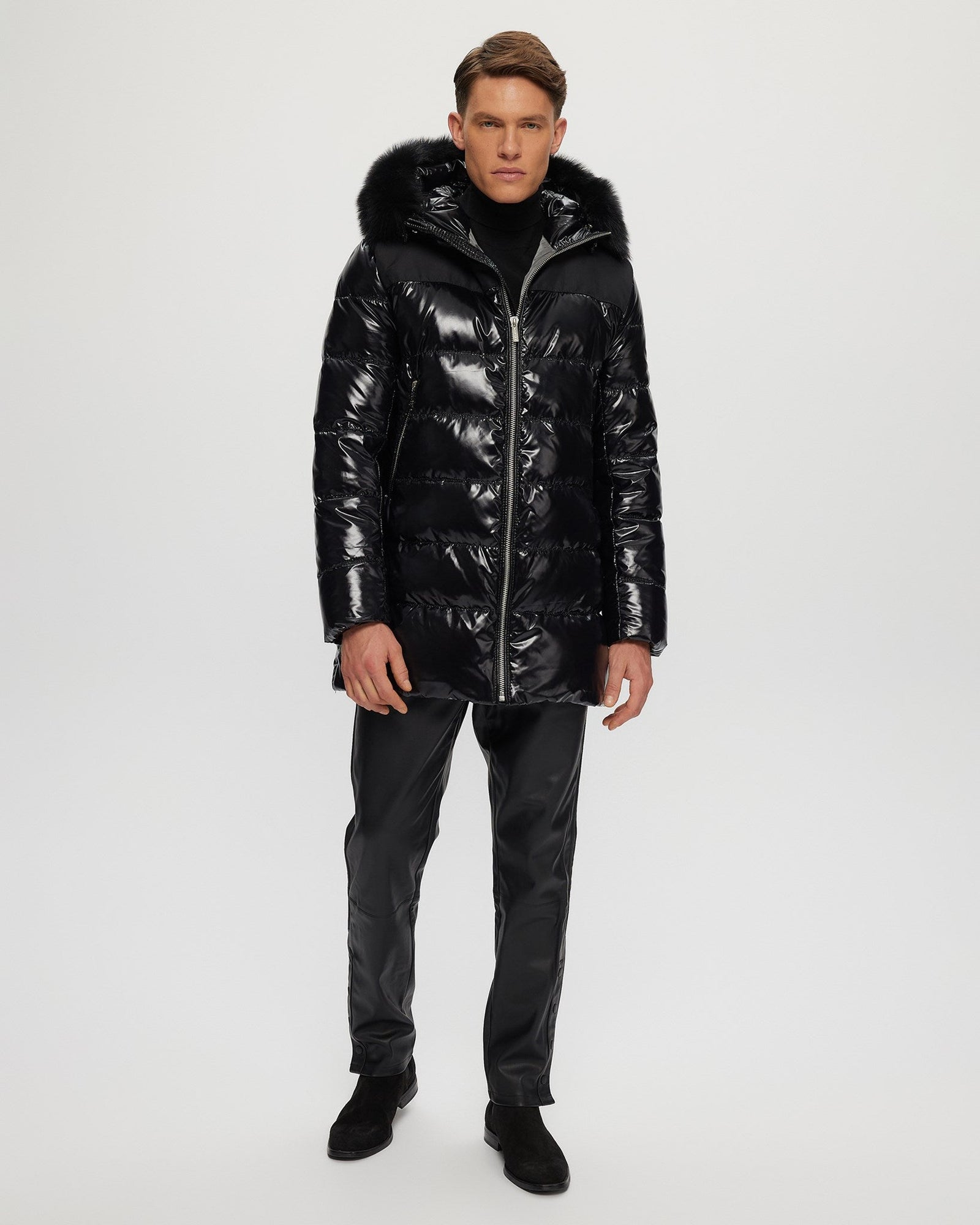 Après-Ski Parka With Detachable Toscana Shearling Lamb Hood Trim | Men | Black x Black (V2)