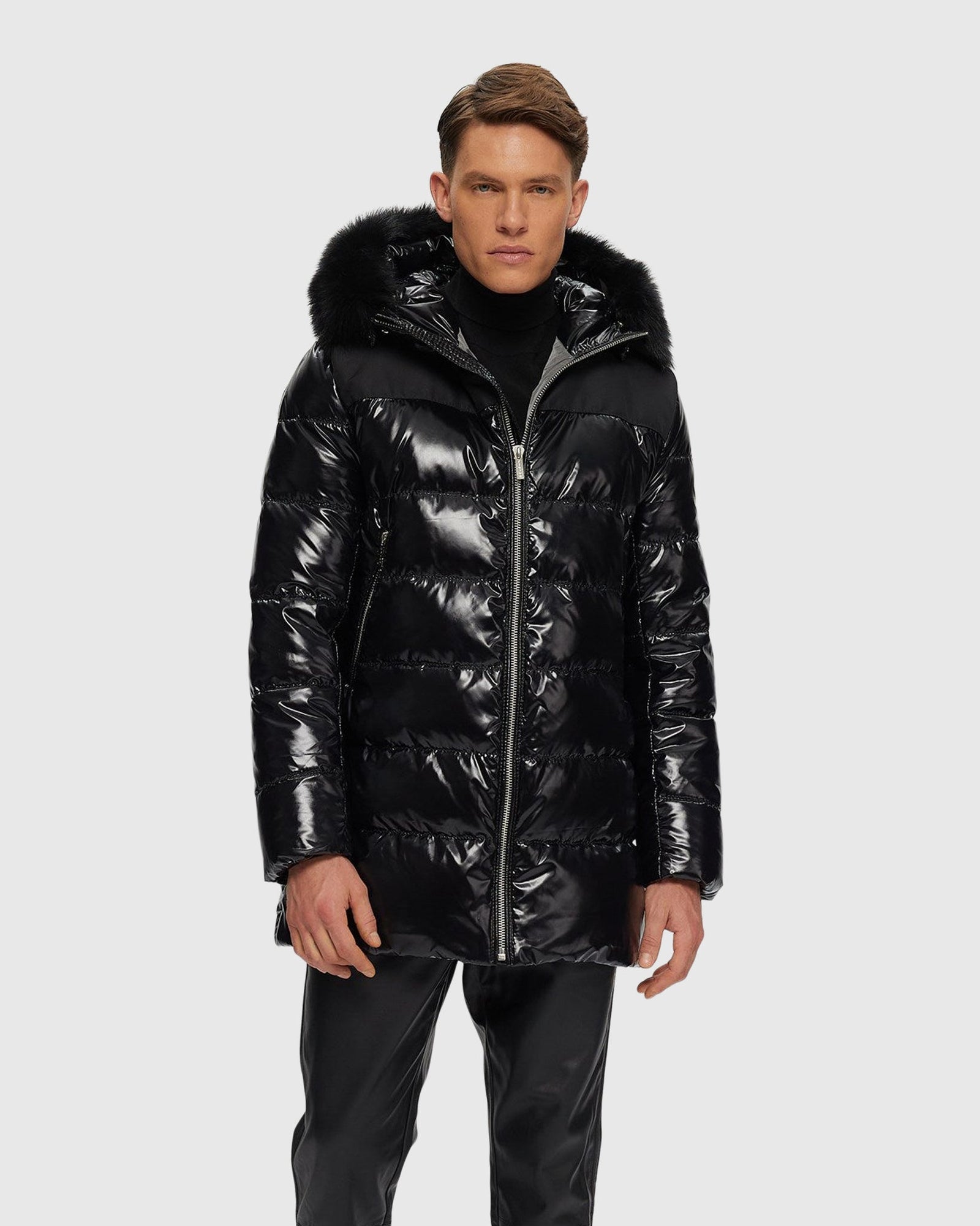 Men's Après-Ski Parka with Detachable Toscana Shearling Lamb Hood Trim | Black/Black