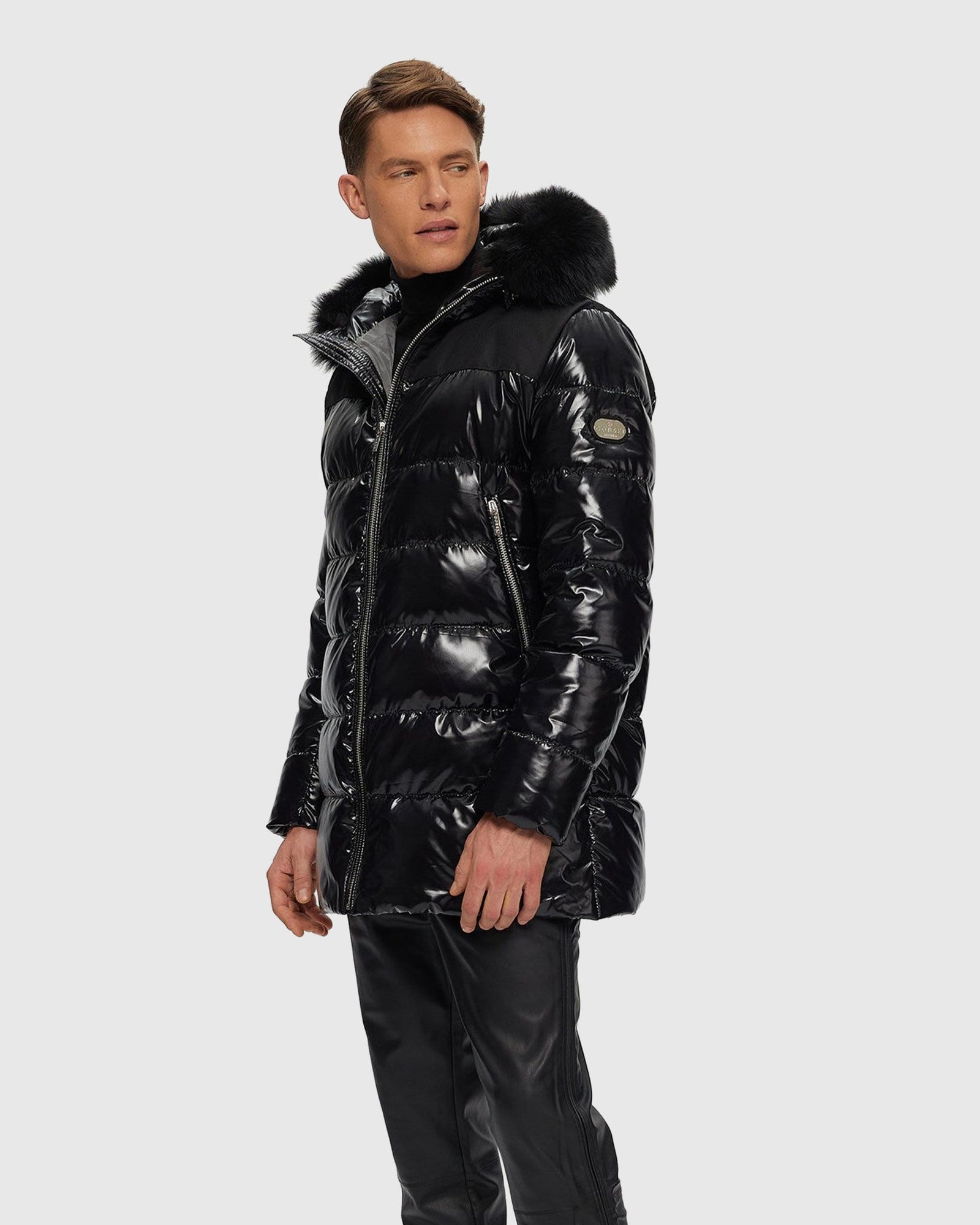 Men's Après-Ski Parka with Detachable Toscana Shearling Lamb Hood Trim | Black/Black