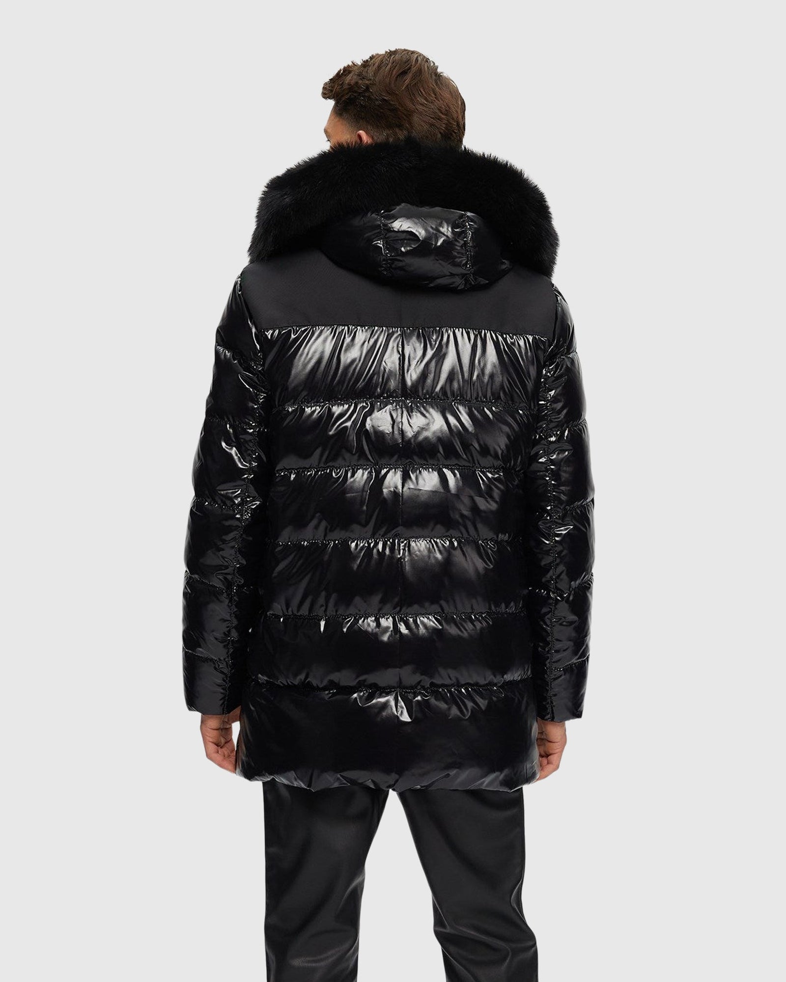 Men's Après-Ski Parka with Detachable Toscana Shearling Lamb Hood Trim | Black/Black