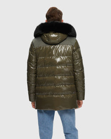 Men's Après-Ski Parka with Detachable Toscana Shearling Lamb Hood Trim | Military/Black