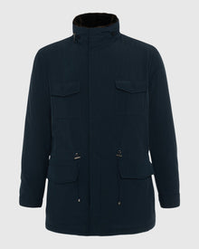 Men | Fabric Jacket With Select Shearling Lamb Lining | Navy/Brown
