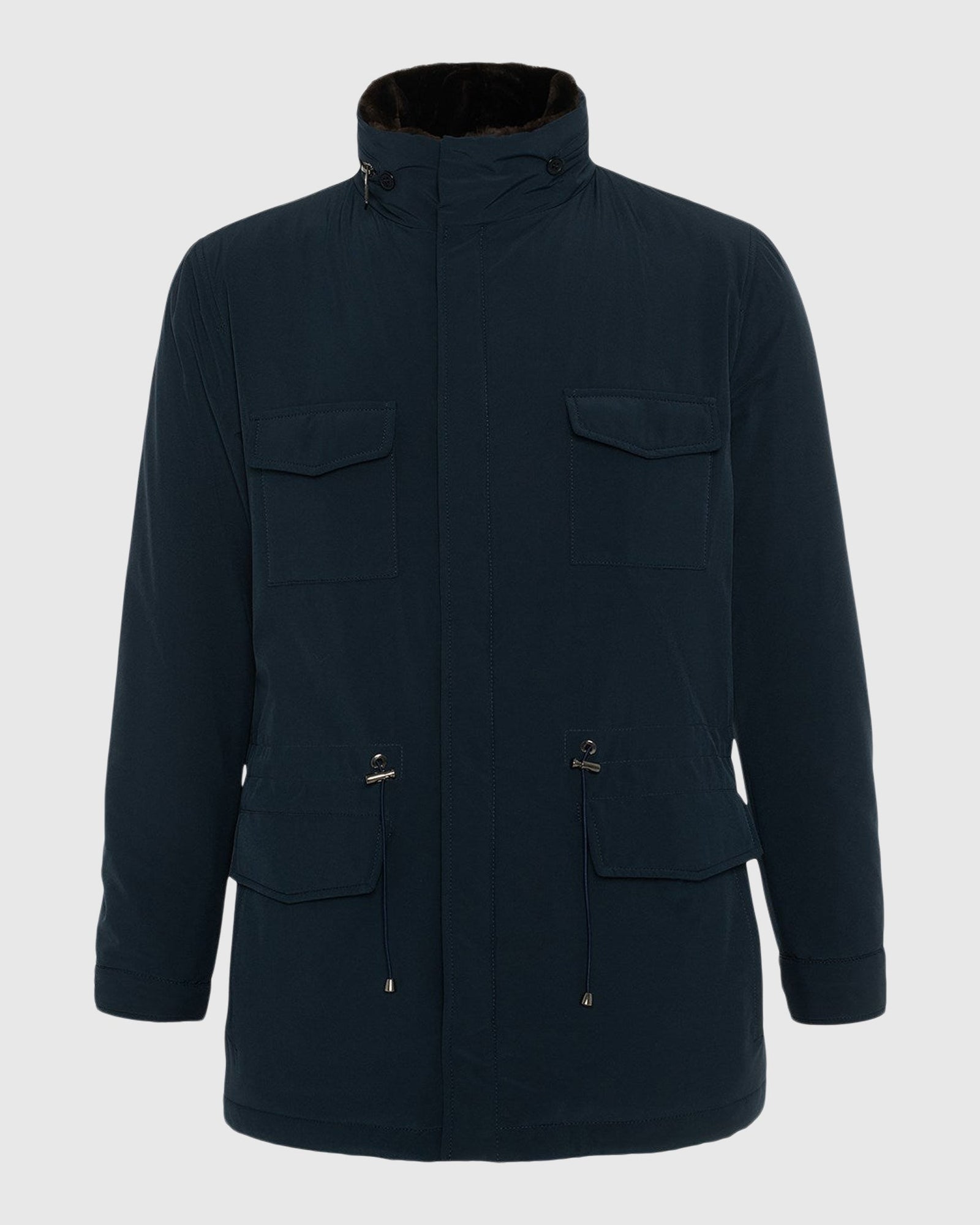 Men | Fabric Jacket With Select Shearling Lamb Lining | Navy/Brown