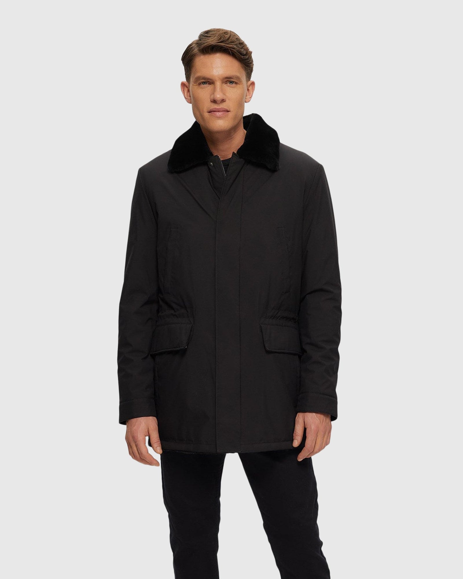 Men | Fabric Jacket With Select Shearling Lamb Lining | Black/Black